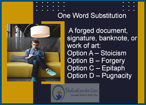 A forged document, signature, banknote, or work of art.