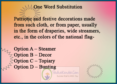 Patriotic and festive decorations made from such cloth, or from paper, usually in the form of draperies, wide streamers, etc., in the colors of the national flag